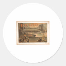 Excelsior 1883 Brooklyn Bridge New York City c1883 Round Stickers