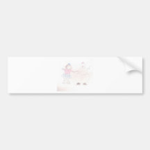Excited Girl with Snowman Bumper Stickers