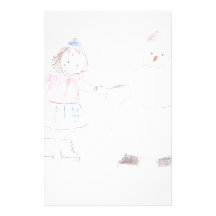 Excited Girl with Snowman Stationery Design