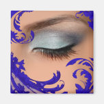 "Exotic Floral" - indigo by Cheryl Daniels Refrigerator Magnets