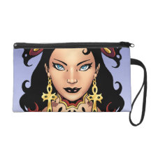 Exotic Gothic Queen with Ankh Earrings by Al Rio Wristlet