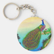 Exotic Green Peacock Key Chains