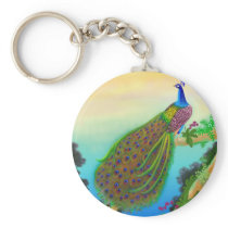 Exotic Green Peacock Key Chains
