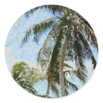 Exotic Palm Trees Round Stickers