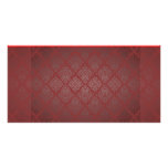 Exotic Red and Black damask wedding gift Customized Photo Card