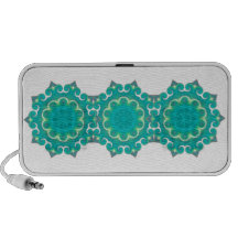 Exotic Teal Blue Abstract Kaleidoscope Doodle iPhone Speakers