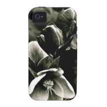 EXOTIC TREE FLOWERS IN BLACK AND WHITE VIBE iPhone 4 CASES
