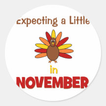 Expecting A Little Turkey in November! Round Stickers