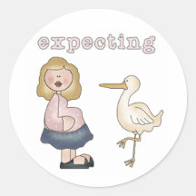 Expecting Baby - Stork Tshirts and Gifts Round Stickers