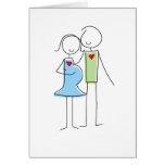 Expecting Couple Greeting Card, Blue and Green