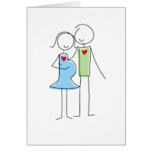 Expecting Couple Greeting Card, Blue and Green