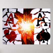 Exploding Bullets Poker Art Aces Posters