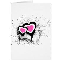 Exploding Hearts Emo Alternative Grunge Rock Punk Greeting Card