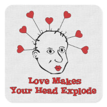 Exploding Love Head Square Sticker