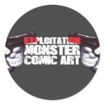 EXPLOITATION MONSTER COMIC ART ROUND STICKER