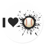 Explosive I Love Baseball Round Sticker