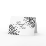 Exquisite Baroque Black & White Scroll Thank You Card