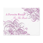 Exquisite Baroque Pink Bridal Shower Recipe Card Post Card