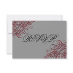 Exquisite Baroque Red Scroll RSVP Card
