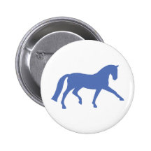 Extended Trot Dressage Horse (blue) Pinback Buttons