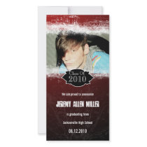 Extreme Grunge Red Black Graduation Photo Card