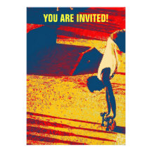 Extreme Sports Freestyle Skateboard Trick Personalized Invitations