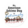 Extremely Naughty American Eskimo Dog Round Sticker