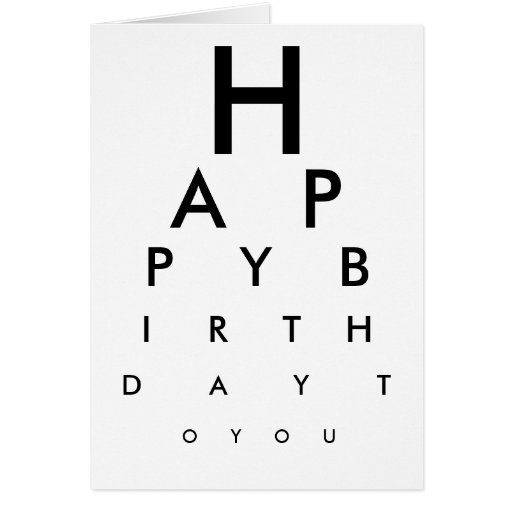 Eye Chart Happy Birthday Card Zazzle