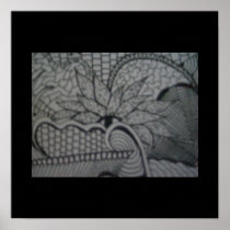 eye in flower black and white abstract print