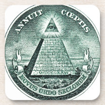 Eye On The Dollar Illuminati Pyramid Beverage Coasters