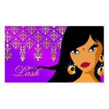 Eyelash Business Card Gold Indian Woman Purple