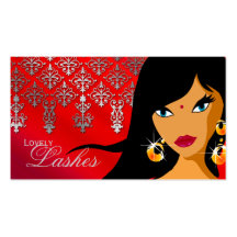 Eyelash Business Card Indian Woman Silver Red
