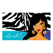 Eyelash Business Card Zebra Woman Blue