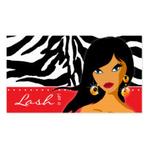 Eyelash Business Card Zebra Woman Red