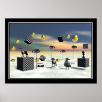 Eyes Dogs Golden eggs and a seagull Print