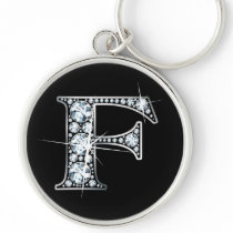 "F" Diamond Bling Keychain