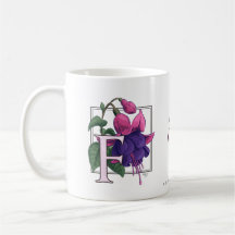 F for Fuchsia Flower Monogram Coffee Mugs