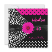 fabulous 40 Birthday Zebra Spot Polka Dot Personalised Invitation