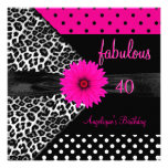 fabulous 40 Birthday Zebra Spot Polka Dot Personalised Invitation