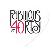 Fabulous 40 black red Heart Sticker