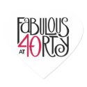 Fabulous 40 black red Heart Sticker