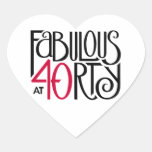 Fabulous 40 black red Heart Sticker