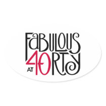 Fabulous 40 black red Oval Sticker