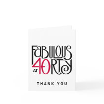 Fabulous 40 black red Thank You Note Card