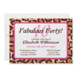 Fabulous 40 Leopard Print & Pink Birthday Invites invitations