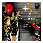 Fabulous 50 Fifty Birthday Party Black Red Stars 3 Personalised Invitation