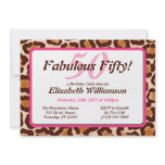 Fabulous 50 Leopard Print & Pink Birthday Invites invitations