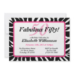 Fabulous 50 Zebra Print & Pink Birthday Invites invitations