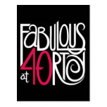 Fabulous at 40rty white Postcard