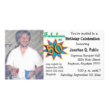 Fabulous At 50 Birthday Party Photo Invitation Customised Photo Card